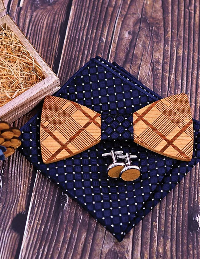 Nœud Papillon en Bois et Tissu