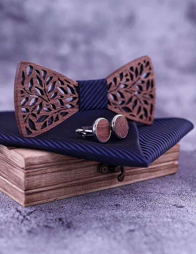 Nœud Papillon Ajouré en Bois