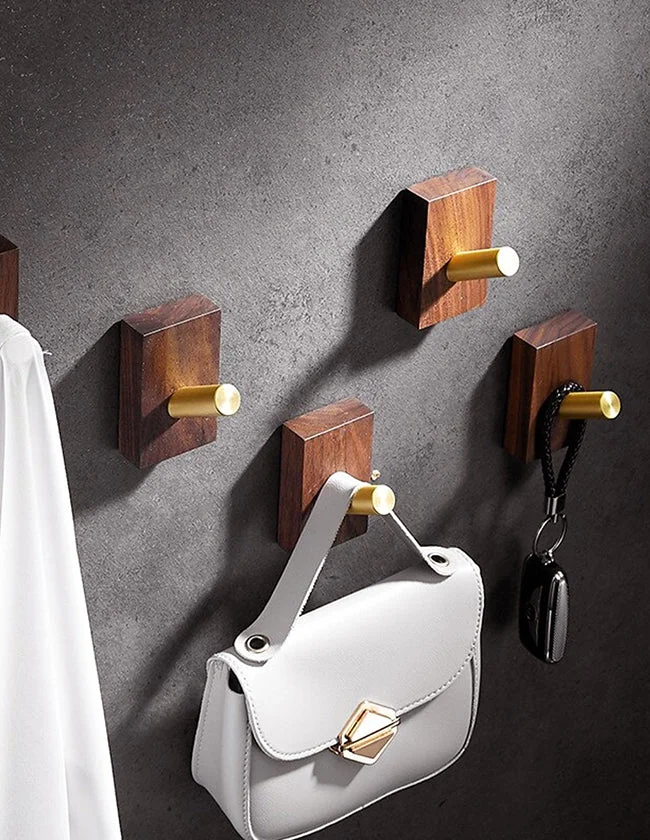 Porte Manteau Mural en Bois avec Crochet