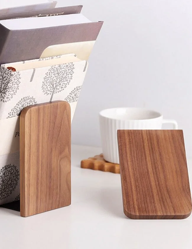 Serre Livre en Bois de Noyer Massif