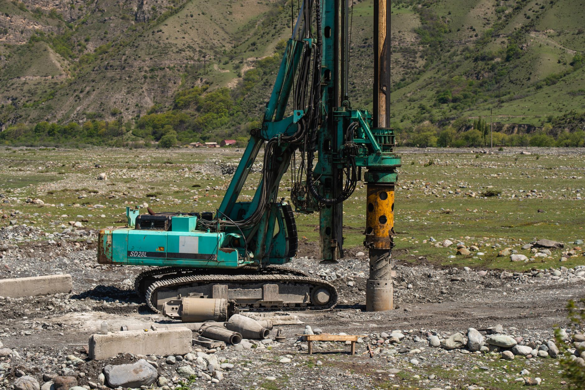 Carotteuse en action sur un chantier
